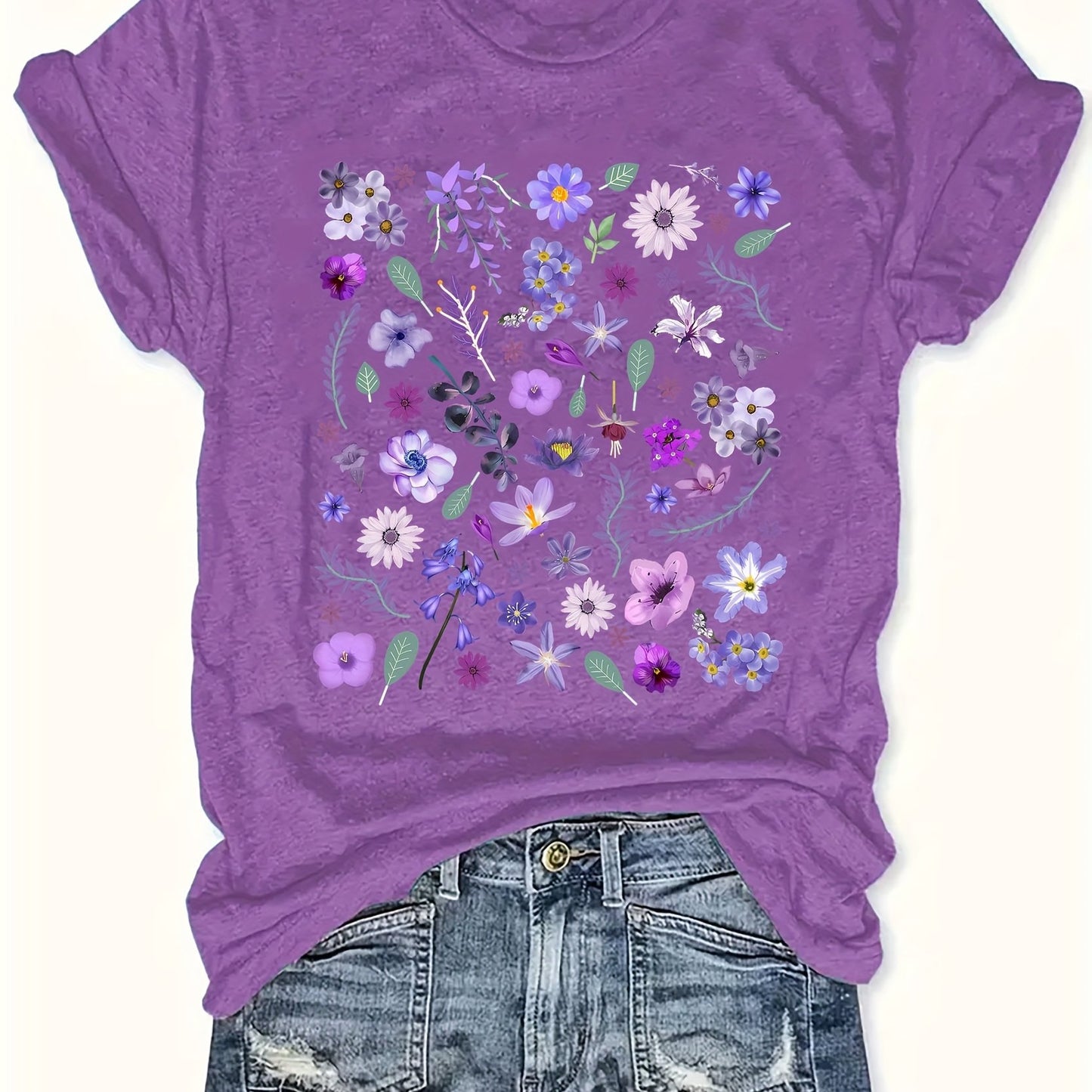 Women's Loose-fit Round-neck  Semi-sheer Top