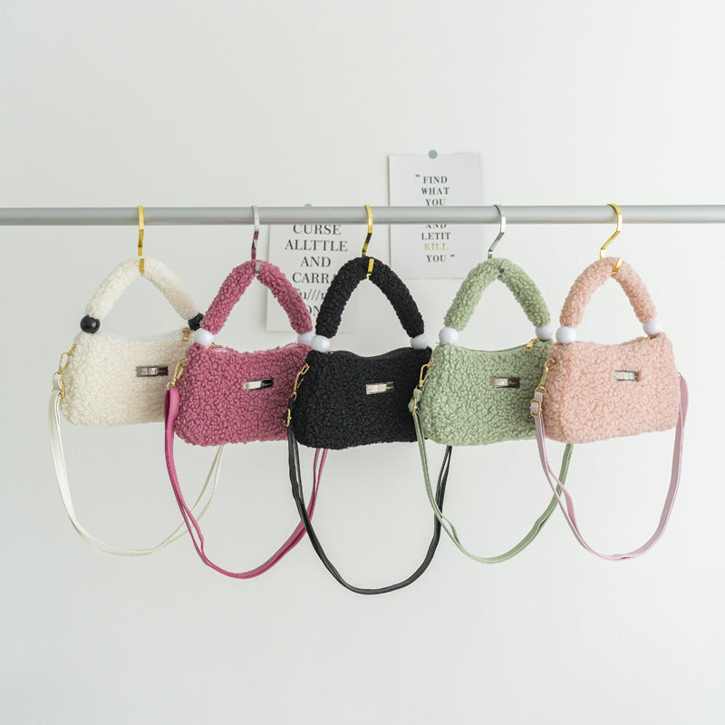 Women's Fashionable Lamb Wool Shoulder Messenger Bag