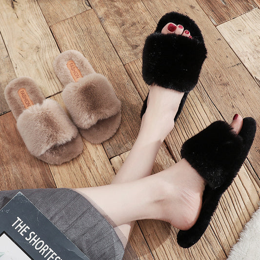 Women's Candy Color Simple Home Wear Thickened Warm Cotton Slippers