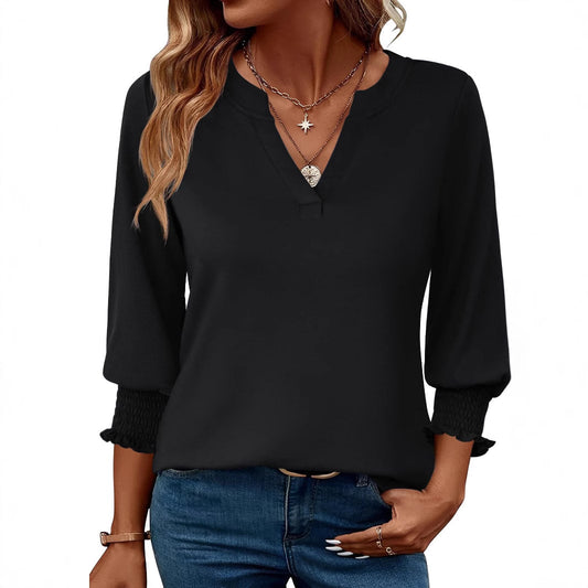 Fashion Tops Three-quarter Sleeve Flower Print Casual Shirt