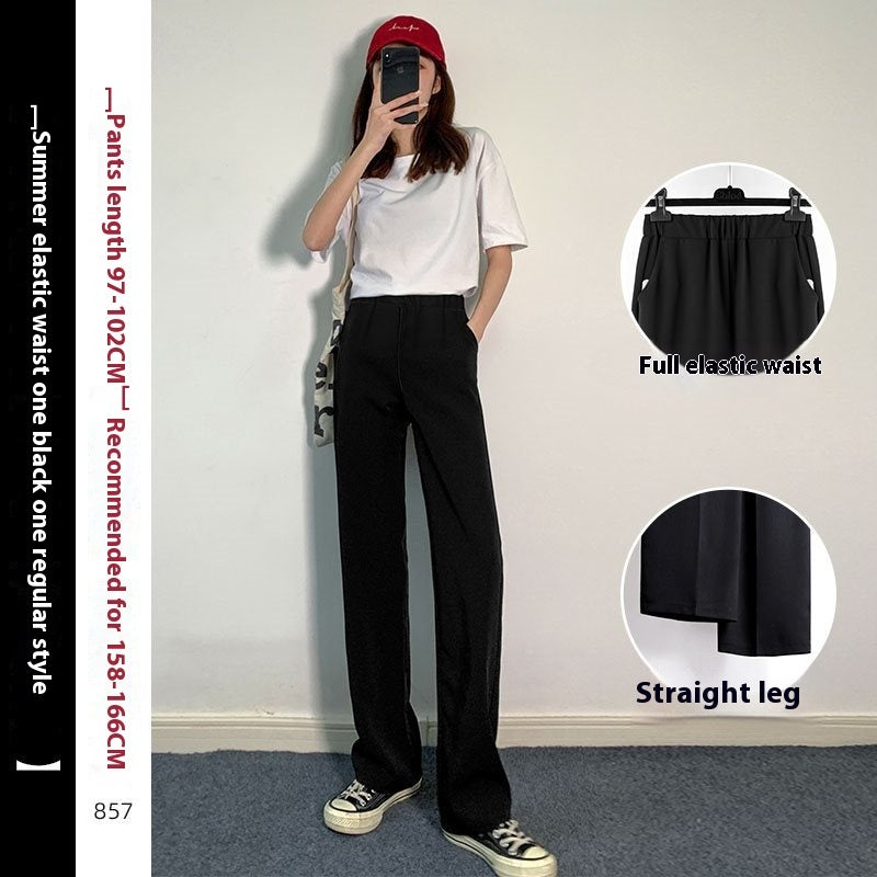 Black Suit Pants Women's Thin Drooping Straight Casual Pants