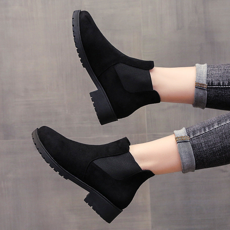 New Springautumn Red Dr Martens-style Boots With A Round Toe And Chunky Heel