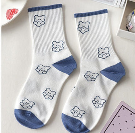 Cute Bear Korean Style Medium Tube Socks