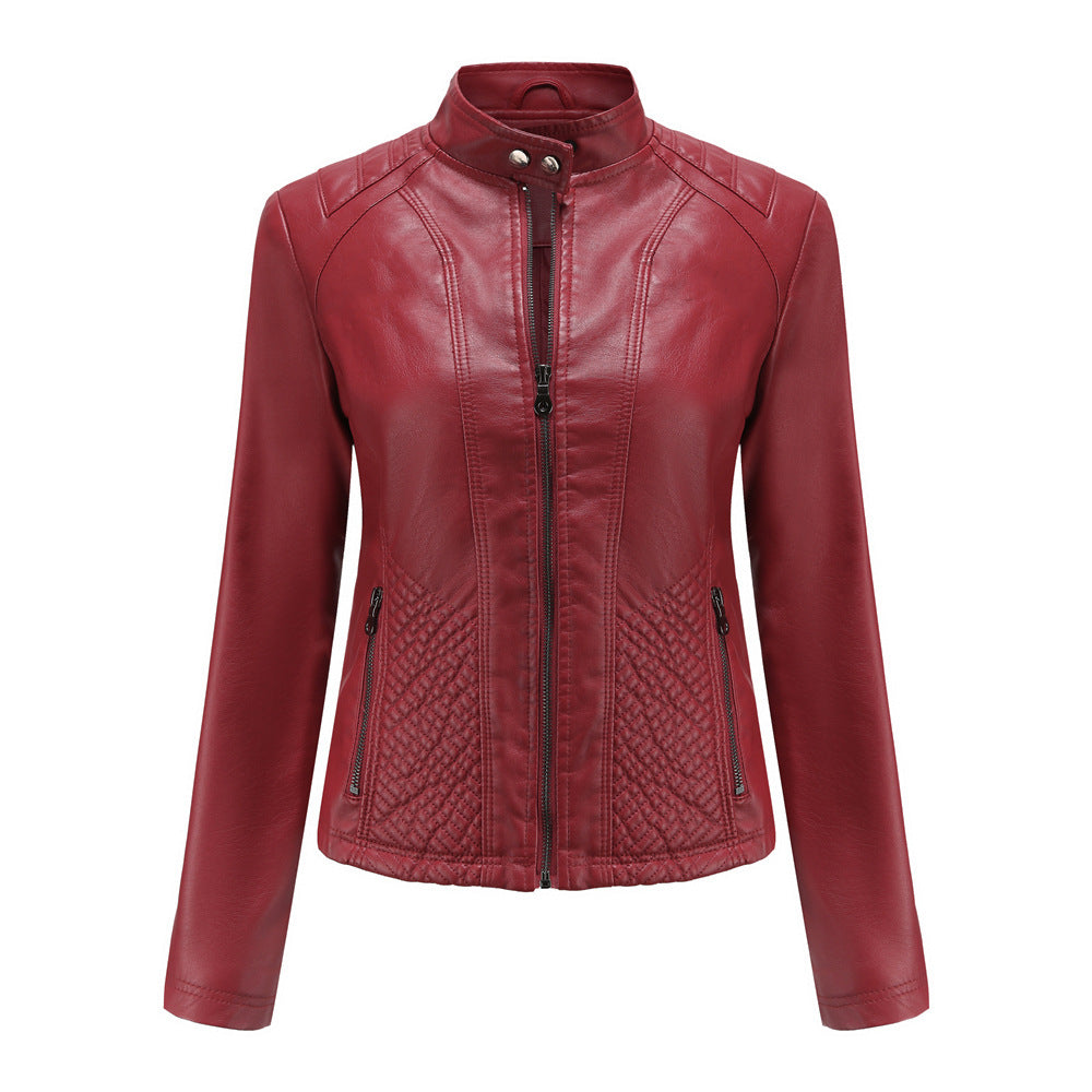 Autumn And Winter Casual Leather  Coat Long-sleeved Motorcycle Jacket