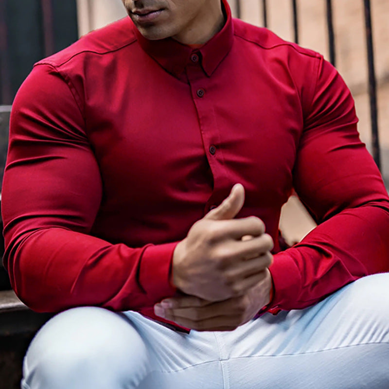 Men's Business Anti-wrinkle White Long-sleeved Shirt