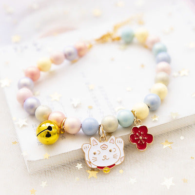 Fairy Girl Cat Pearl Necklace Pendant Pet Collar