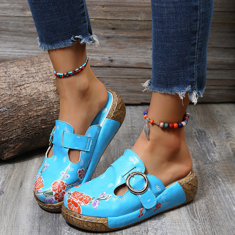 Ethnic Style Plum Blossom Totem Sandals And Slippers