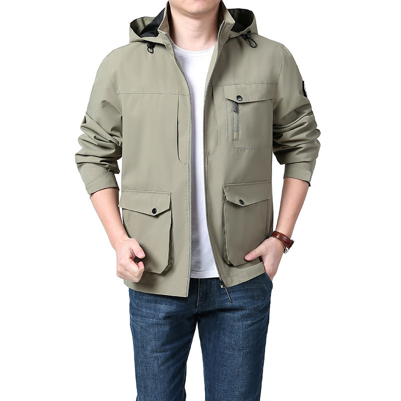 Men's Outdoor New Shell Jacket Plus Size Off Hat Multi-pocket Jacket
