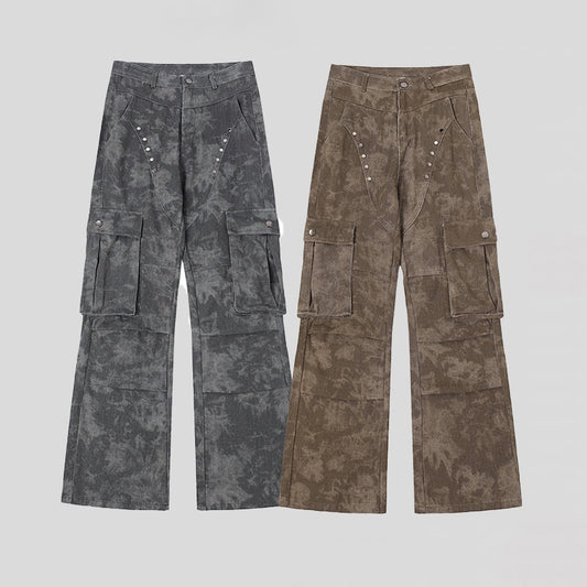 American High Street Fashion Brand Camouflage Rivet Multi-pocket Workwear Jeans