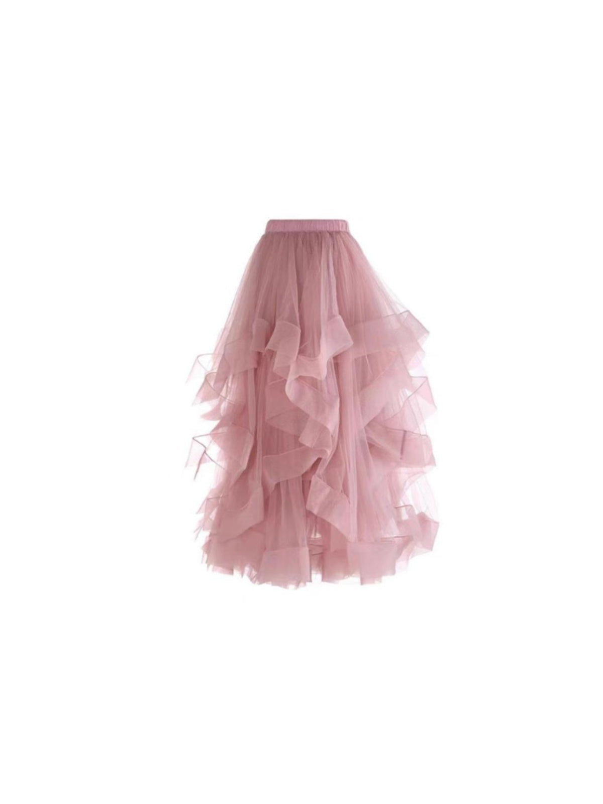 Mesh Design Skirt Slimming High Waist Tiered Dress