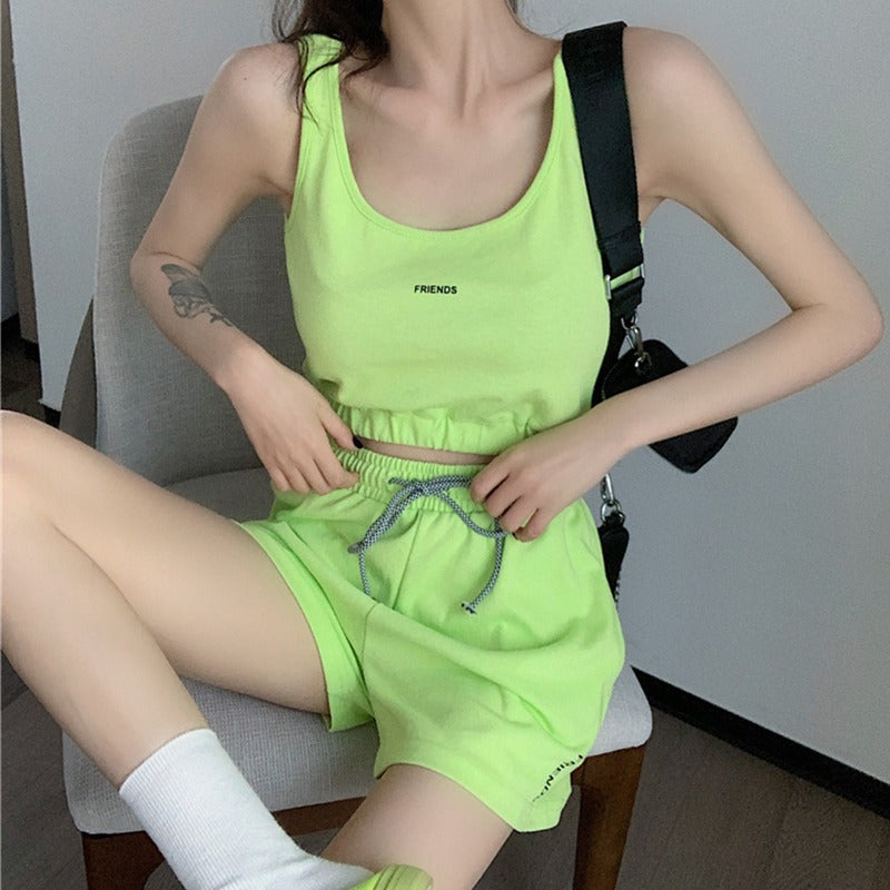 Running Vest And Shorts Slim-fit Two-piece Set