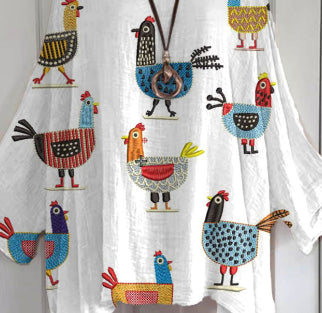 Womens Casual Crew-Neck Top With A Floral Print