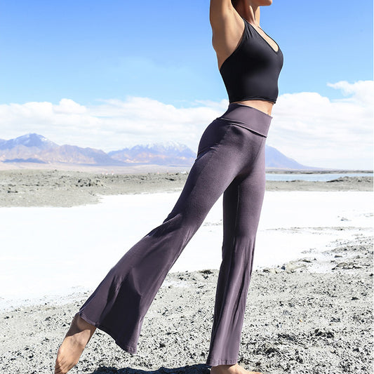 Sports Hip Yoga Pants Women's High Waist Flared Casual Trousers