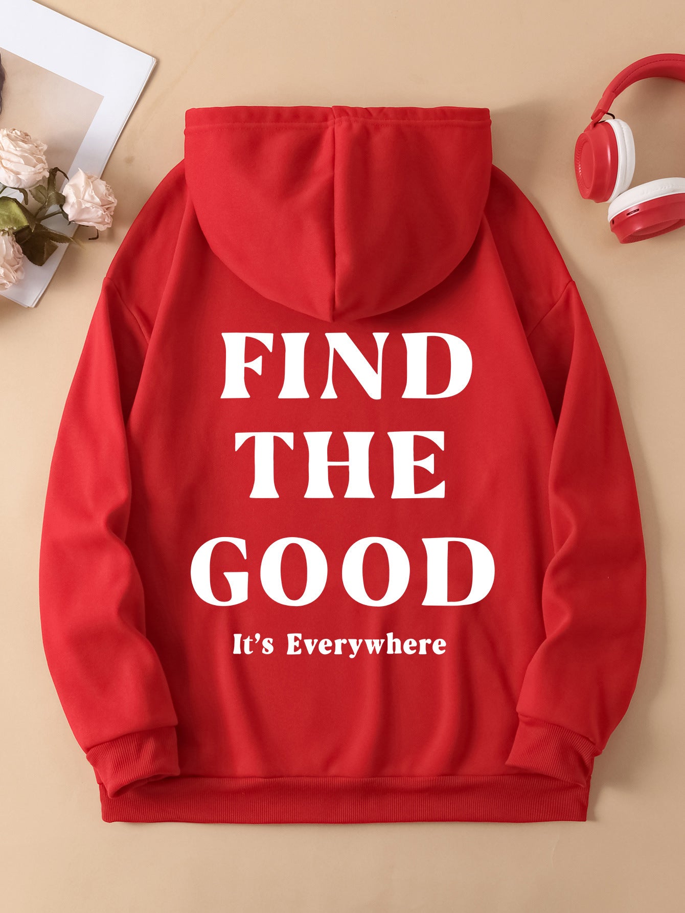 Brushed Hoody Plain Letter Printed Hoodie