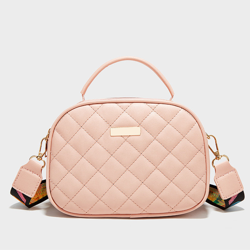 New Rhombus Embroidery Double Zipper Handbag Crossbody