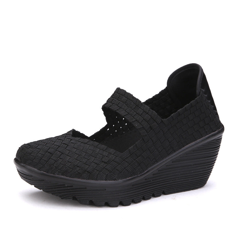 Hand-woven Women's Hollow-out Platform Casual Shoes
