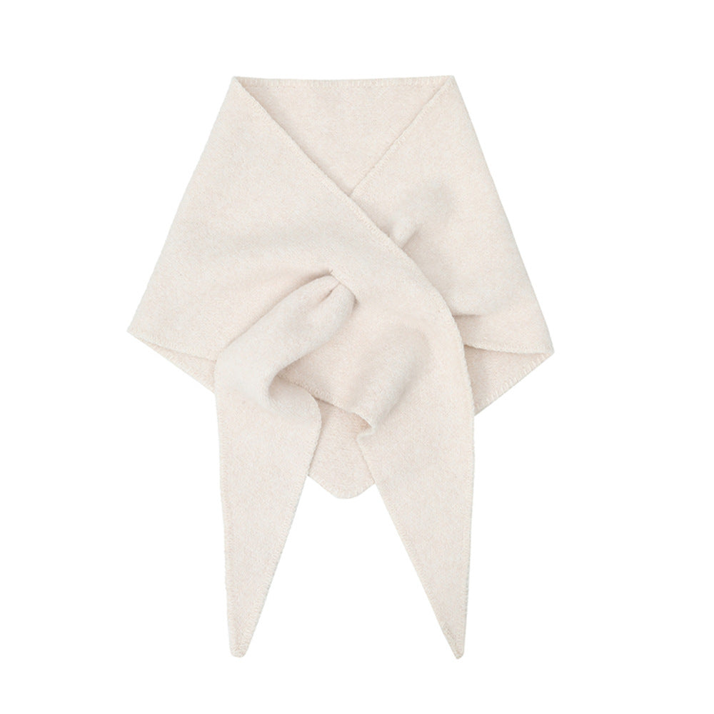 Autumn And Winter Clip Flower Wool Knitted Triangular Binder Shawl Scarf