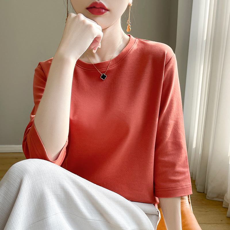 Mid-sleeve Bottoming Shirt Outer Wear Half-sleeve T-shirt Top