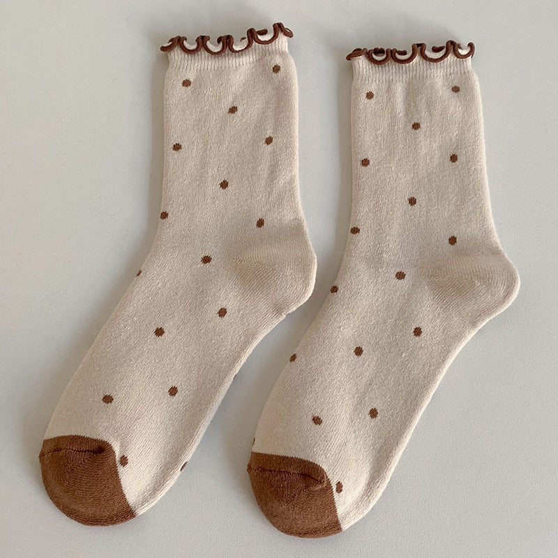 Retro Japanese Cute Polka Dot Thickened Cotton Socks