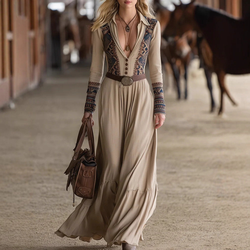 European And American-style Ethnic Tribal Cotton Vintage Dress