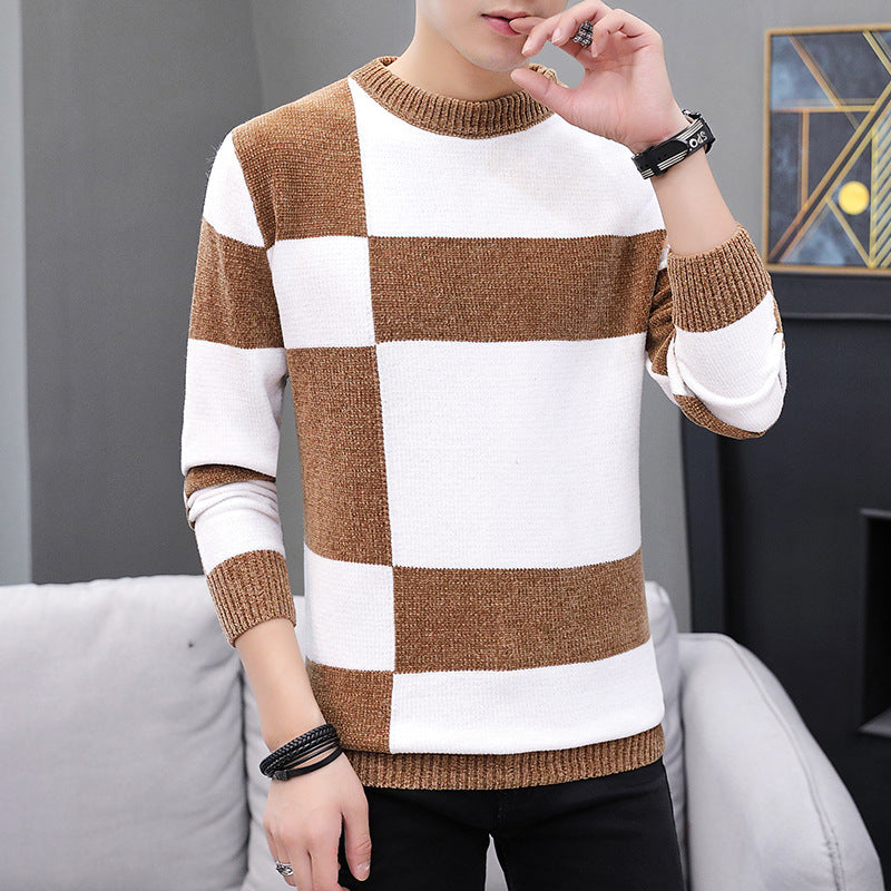 Sweater Men's Round Neck Sweater Korean Style Slim Trend To Keep Warm