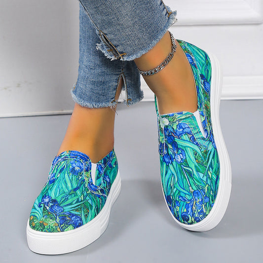 Casual Large Size Canvas Shoes Women's Flat Bottom
