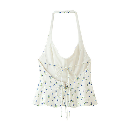 New Summer Flower Print Top Sling