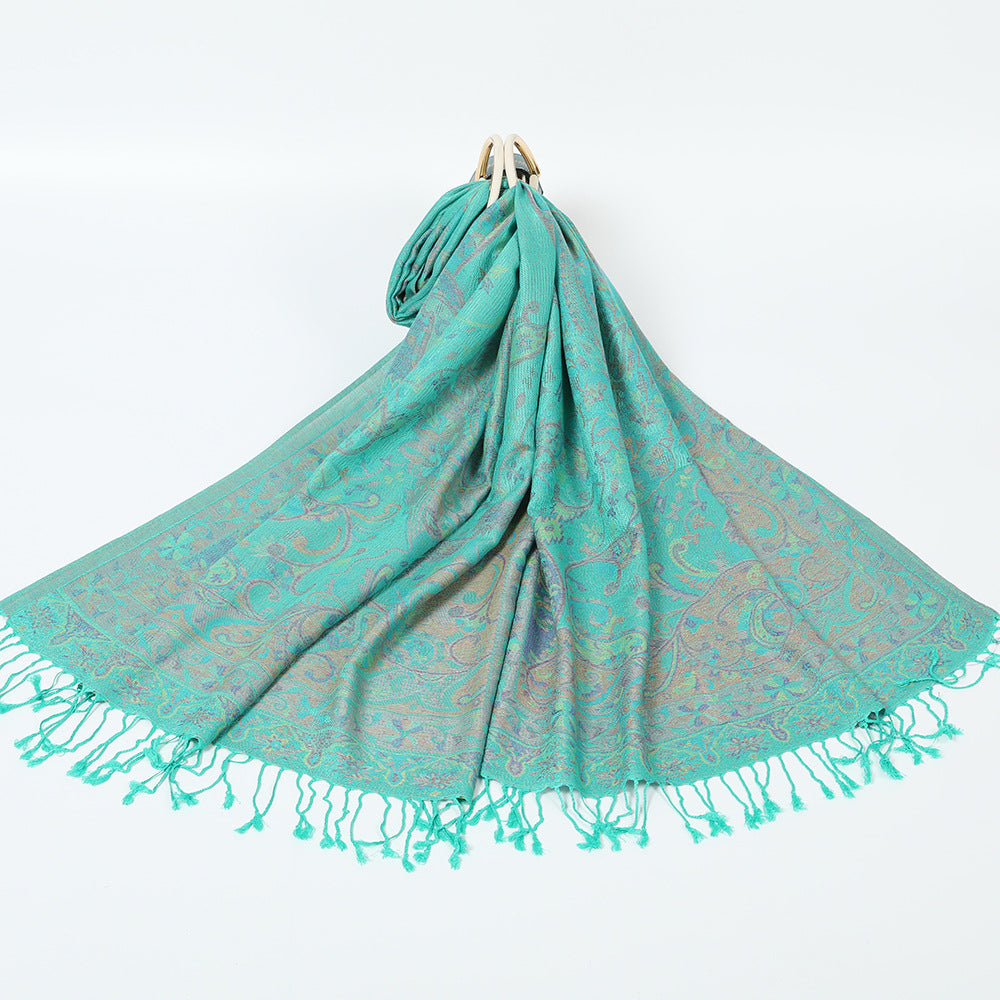 Export Scarf Ethnic Style Jacquard Cashew Tassel Shawl
