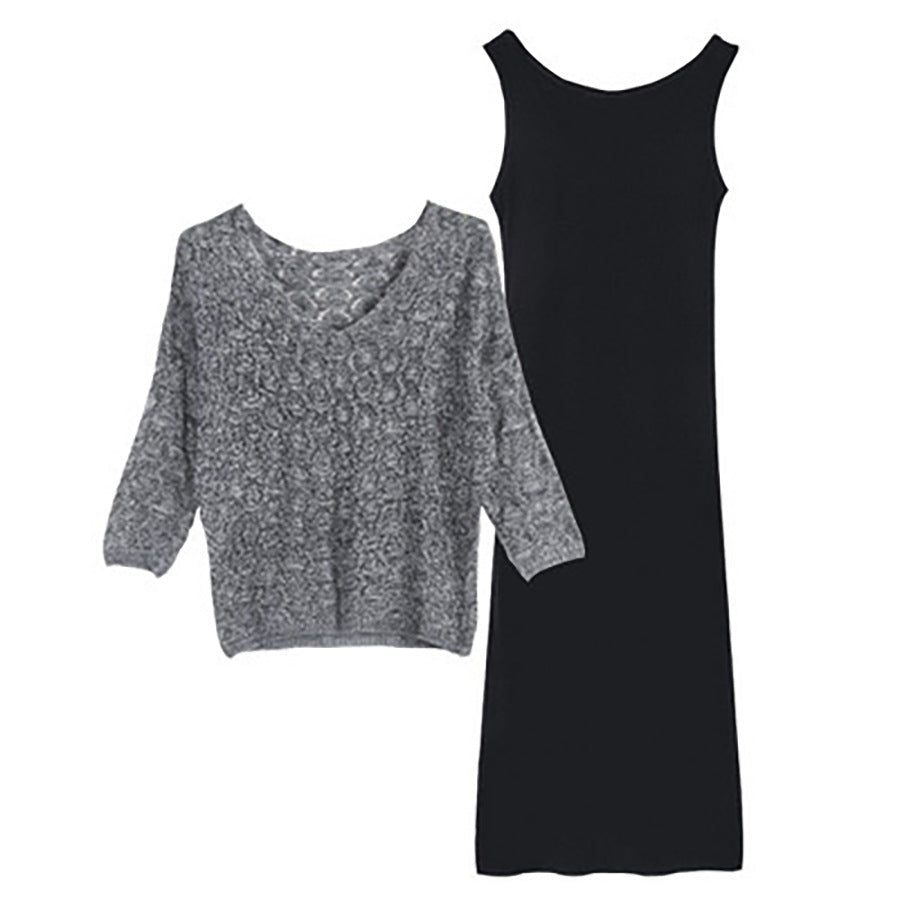 Women's Batwing Sleeve Knitwear Dress Suit