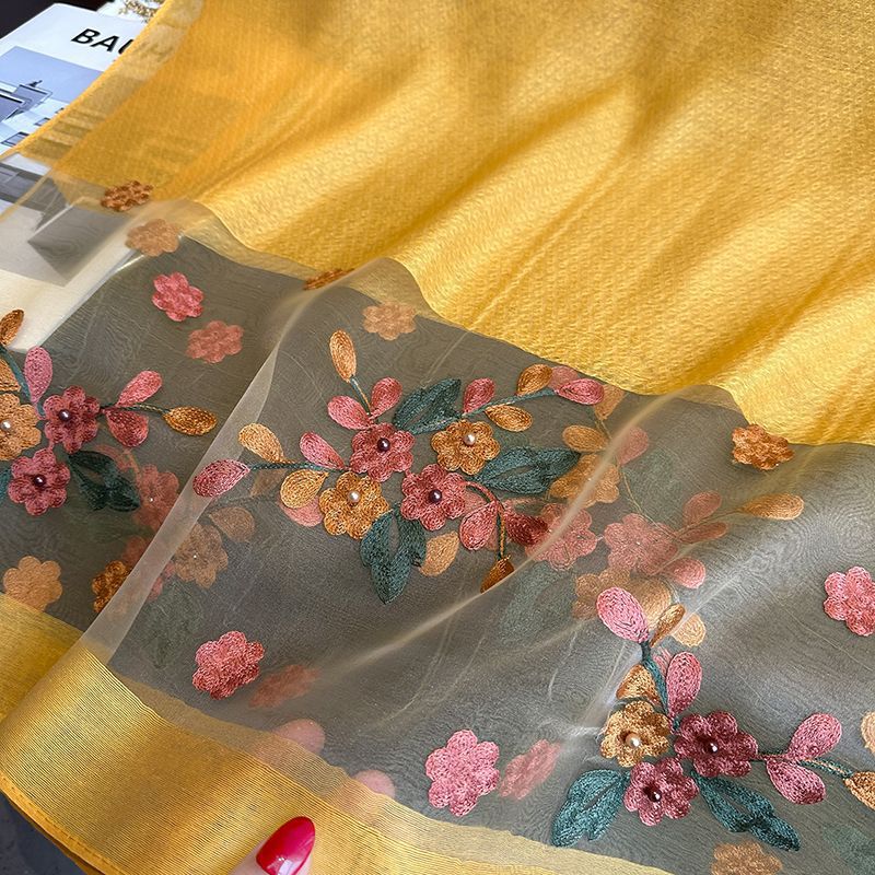 New Arrival Exquisite Silk Embroidered Scarf Long Style For Autumn And Winter