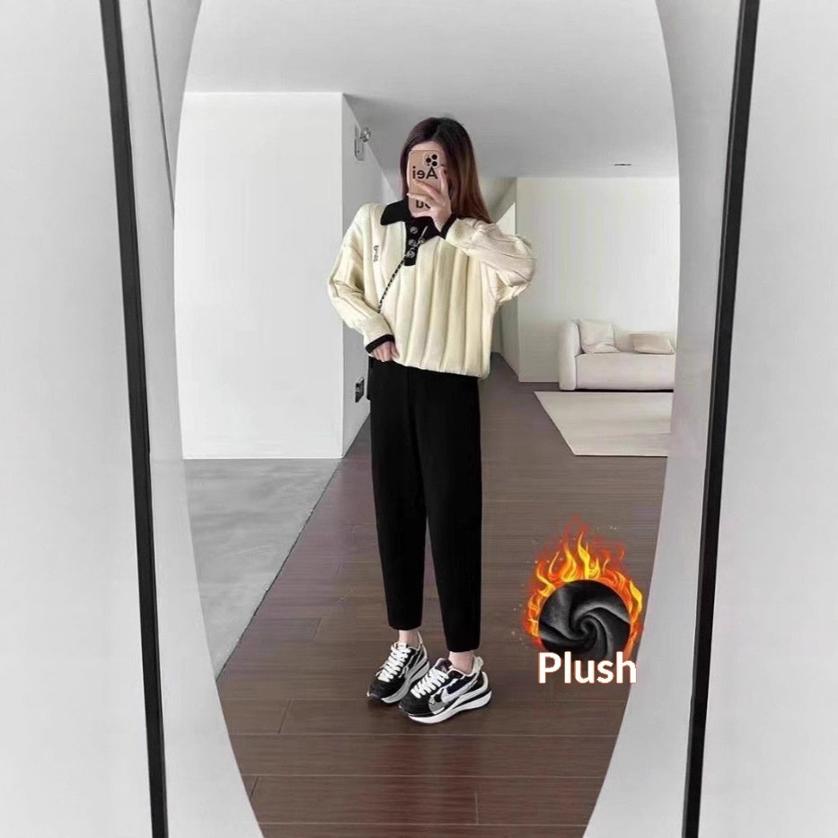 Womens Stylish Casual Padded Loose-fitting Pants