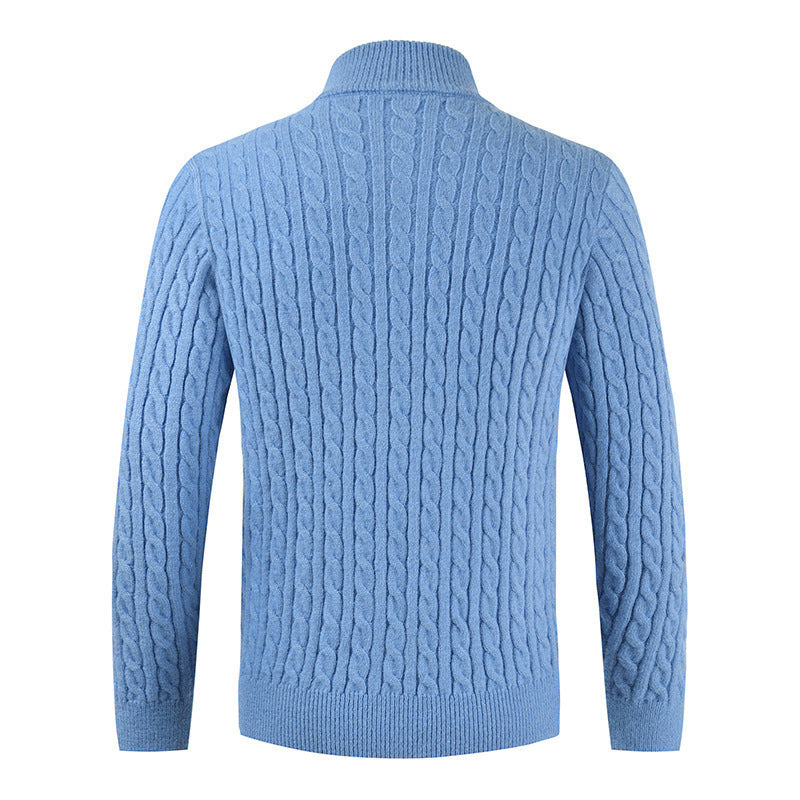 Men's Zipper High Collar Pullover Sweater
