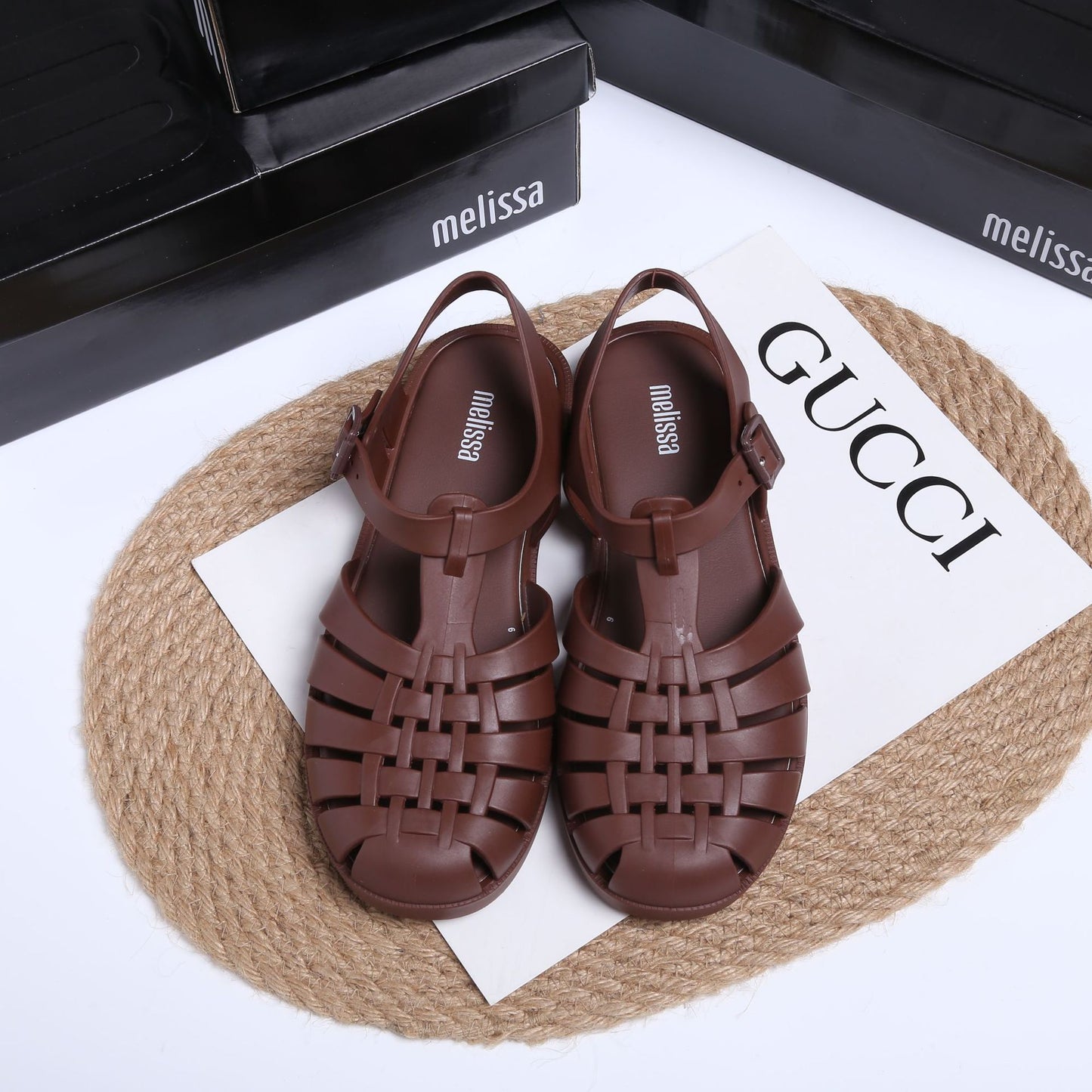 Vintage Weave Roman Shoes Matte Matte Black