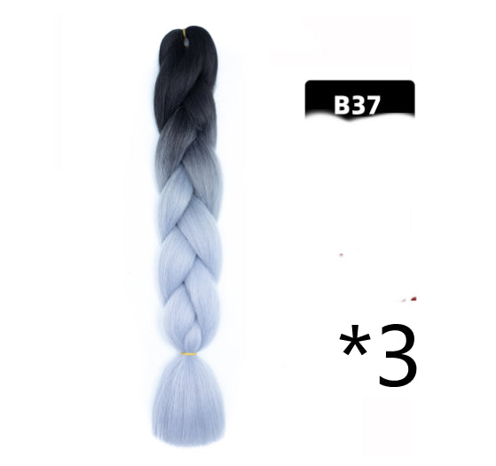 Color Big Braid African Chemical Fiber High Temperature Silk Wig Gradient