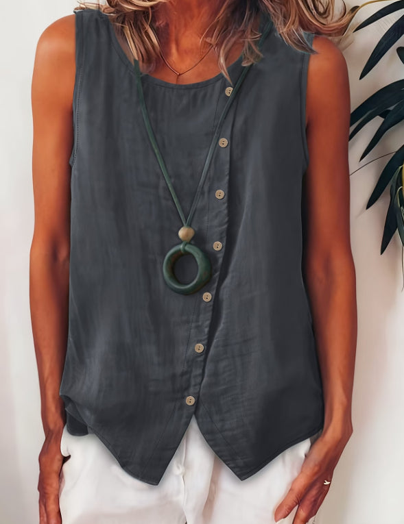 Women's Bohemian Sleeveless Button-Front Shirt