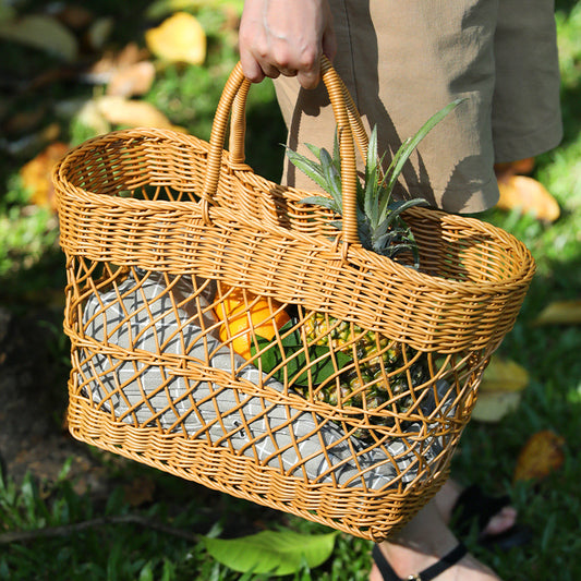 Picnic Basket Ins Style Props Rattan-like Hand-made Shopping Basket
