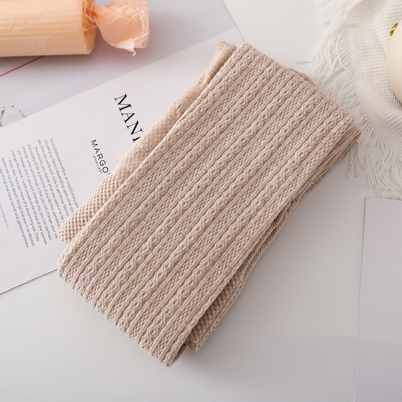 Japanese JK White Tights Autumn And Winter Thickened Oat Color