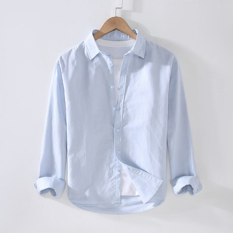 Spring And Summer New Long Sleeve Men's Cotton And Linen Shirt