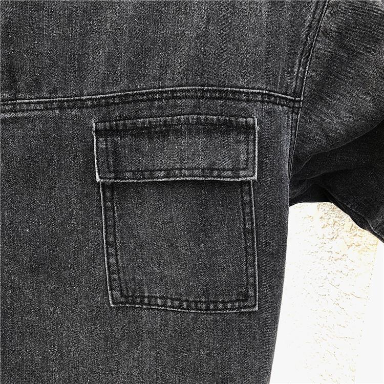 Stand Collar Jacket Men's Washed Denim Sweatshirt
