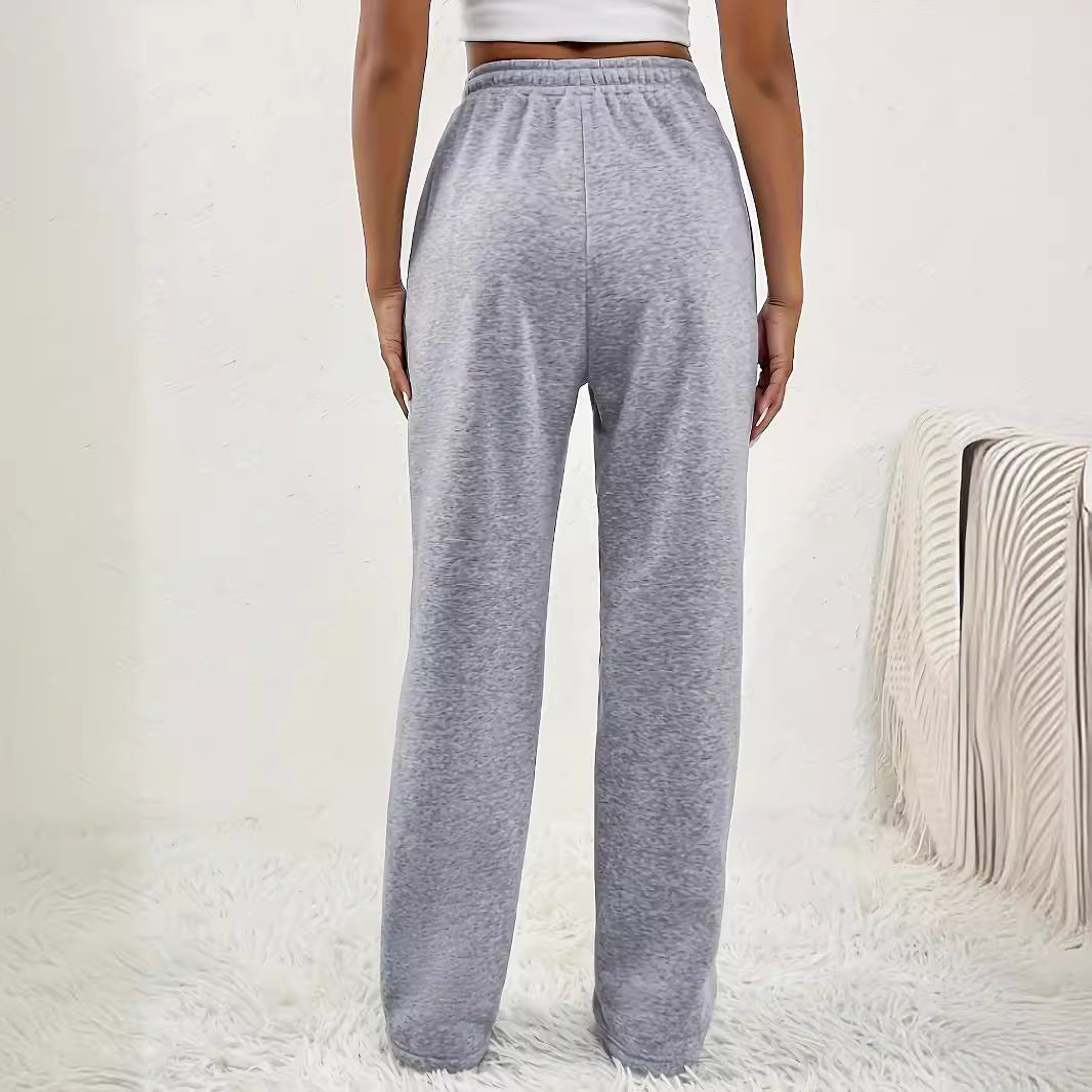 Gray Sweatpants Women's High Waist Wide Leg Loose