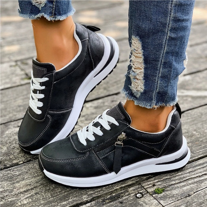 Fashion Solid Color Front Lace-up Women's Shoes