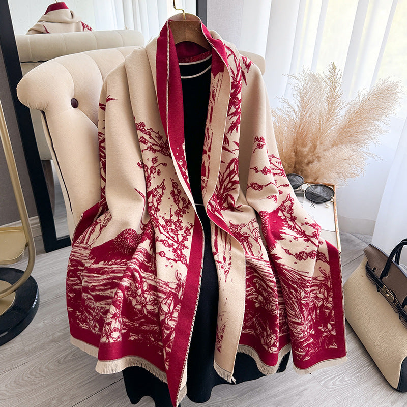 Women's All-match Ink Color Scarf Shawl