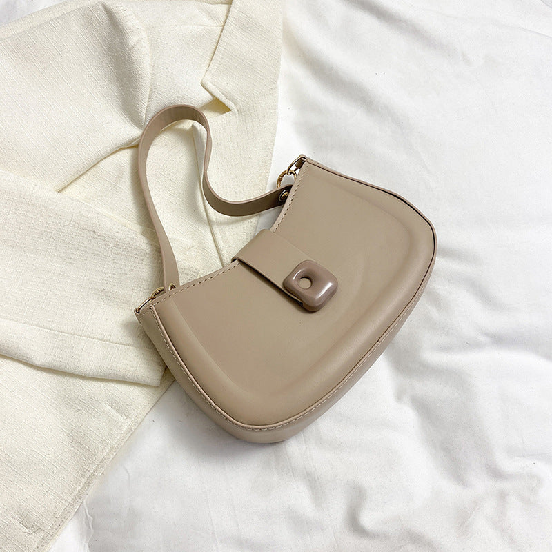 Simple Solid Color Temperament Leisure Textured Shoulder Bag For Women