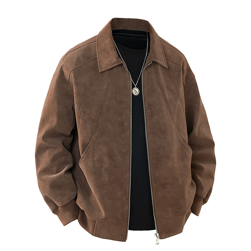 Trendy Lapel Collar Workwear Casual Suede Jacket