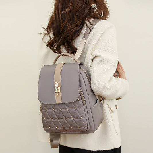 Women's Nylon Rhombus Large Capacity Travel Backpack