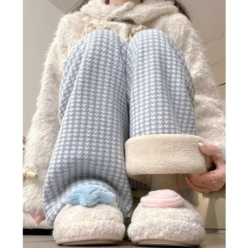 Slankende Lammuld Houndstooth Casual Vidde Bukser