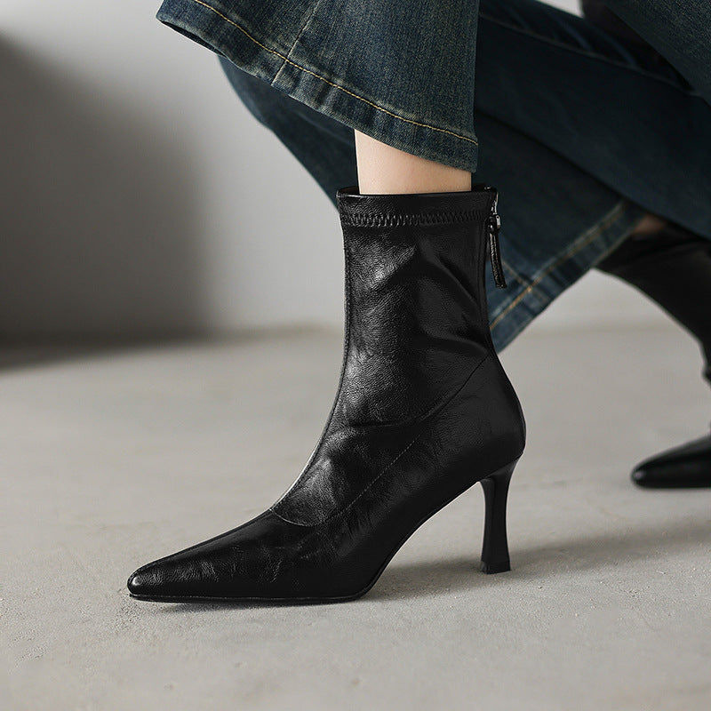 Womens Stylish Chic Ankle Boots With Zippers