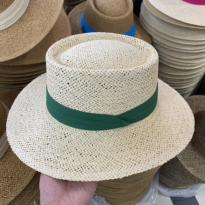 Summer Female Flat Straw Hat Sun Visor Hat Lafite