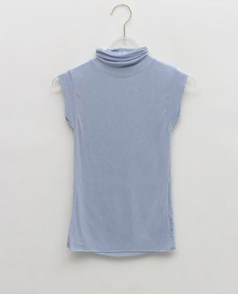 Look At The Conch Color Slightly Transparent Turtleneck Bottoming T-shirt