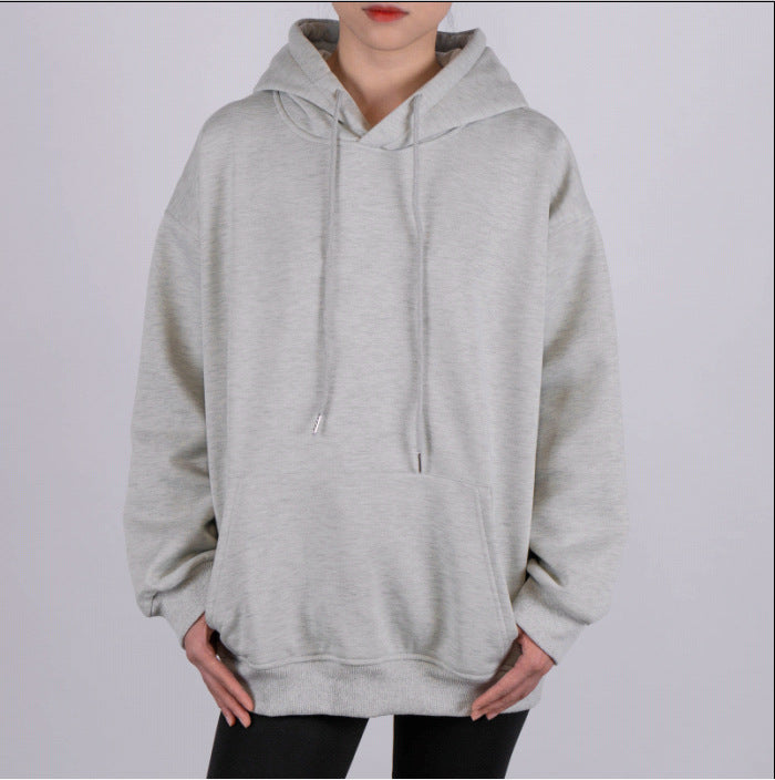 Efterårs- og vinterfleece-sweater med hætte til mænd og kvinder – sportspullover